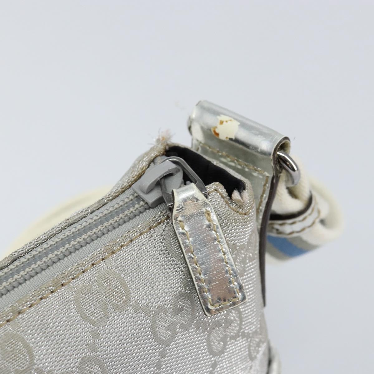 GUCCI GG Canvas Shoulder Bag Silver 147671 Auth 155220