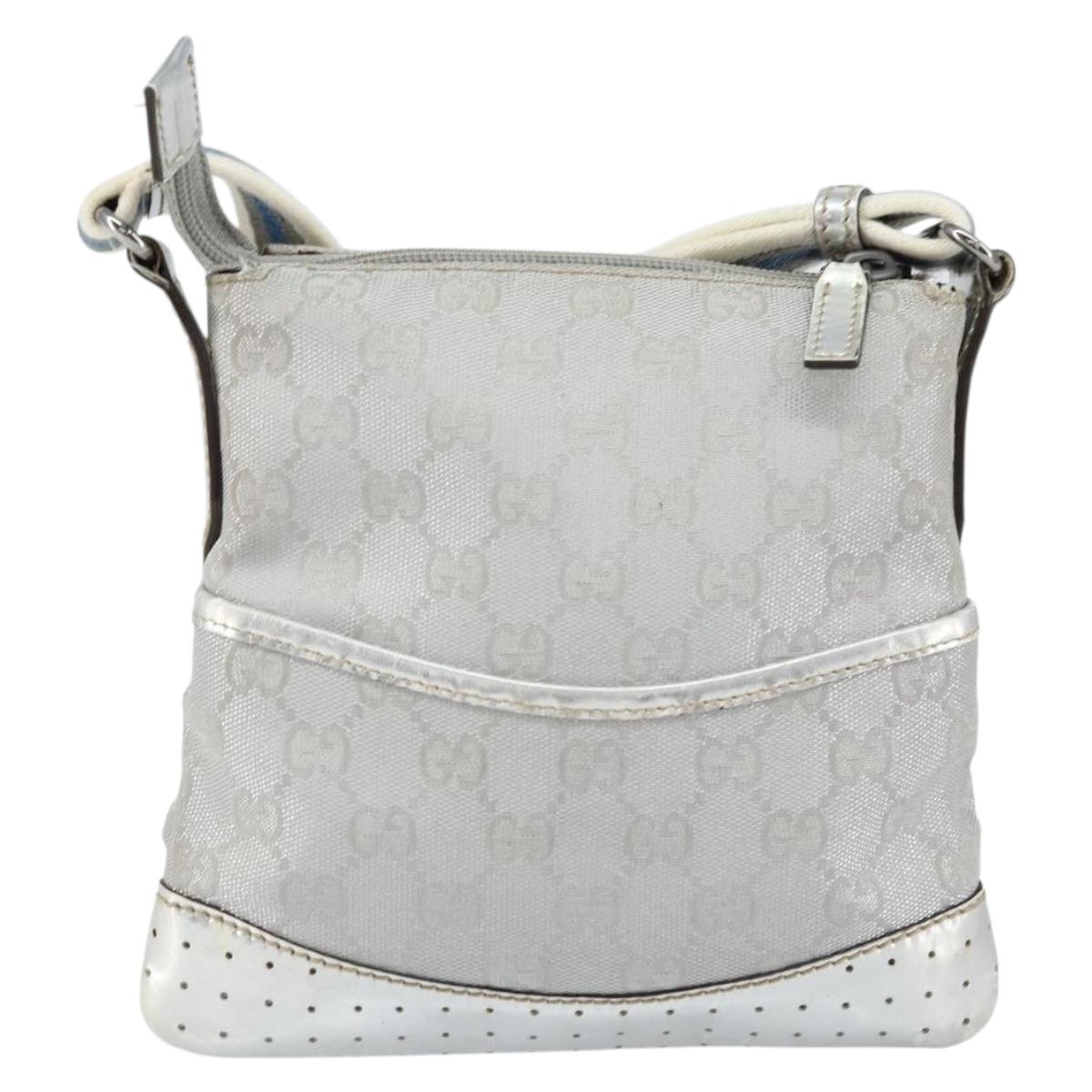 GUCCI GG Canvas Shoulder Bag Silver 147671 Auth 155220