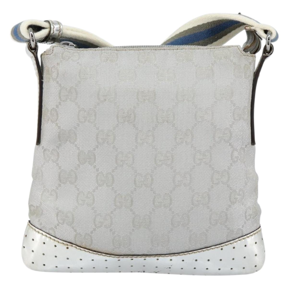 GUCCI GG Canvas Shoulder Bag Silver 147671 Auth 155220