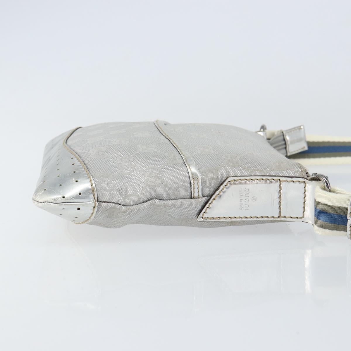 GUCCI GG Canvas Shoulder Bag Silver 147671 Auth 155220