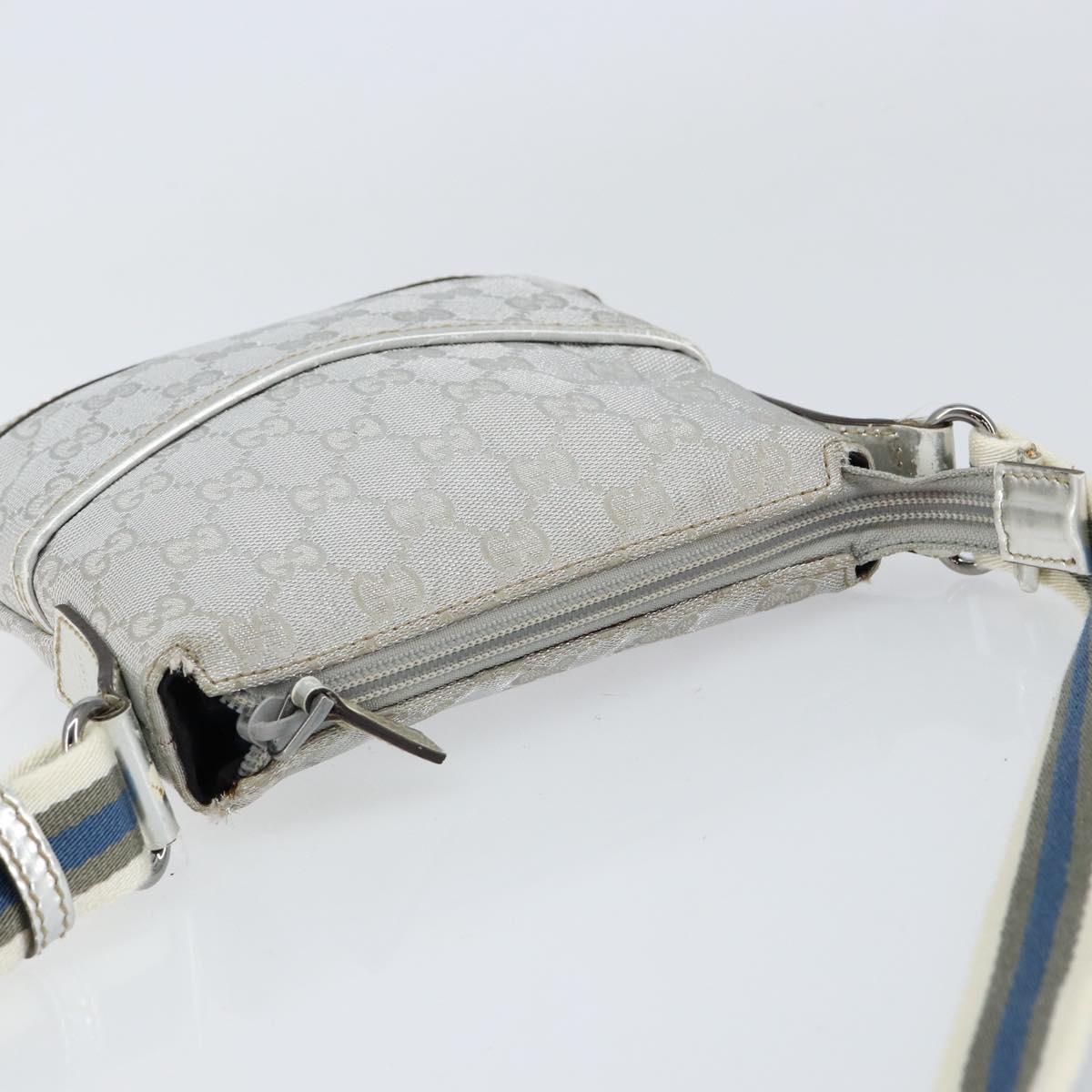 GUCCI GG Canvas Shoulder Bag Silver 147671 Auth 155220
