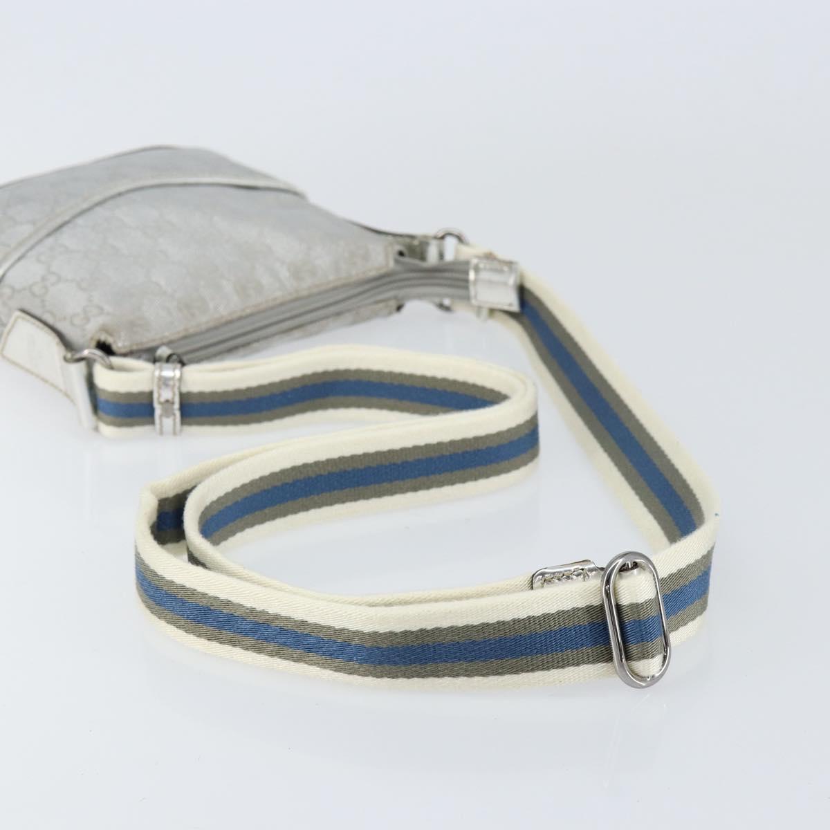 GUCCI GG Canvas Shoulder Bag Silver 147671 Auth 155220