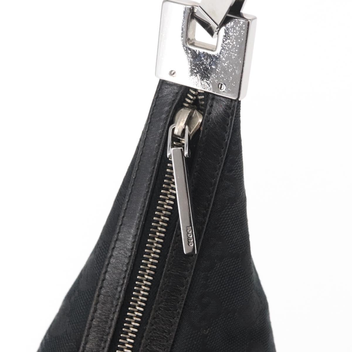 GUCCI GG Canvas Shoulder Bag Black Silver 001 3814 Auth 155222