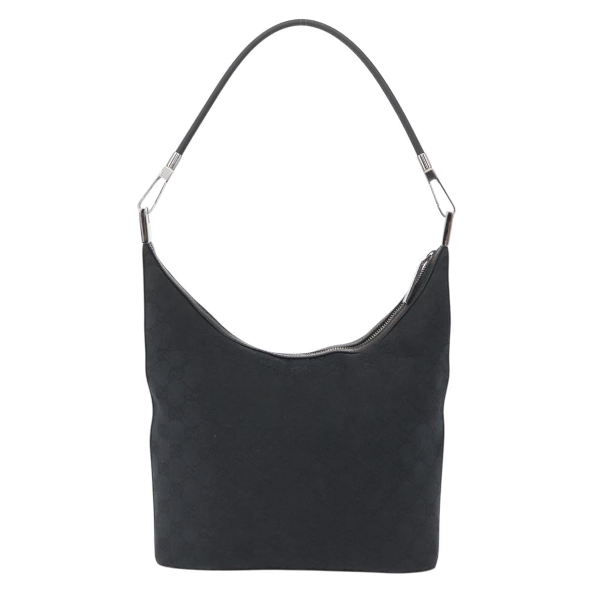 GUCCI GG Canvas Shoulder Bag Black Silver 001 3814 Auth 155222