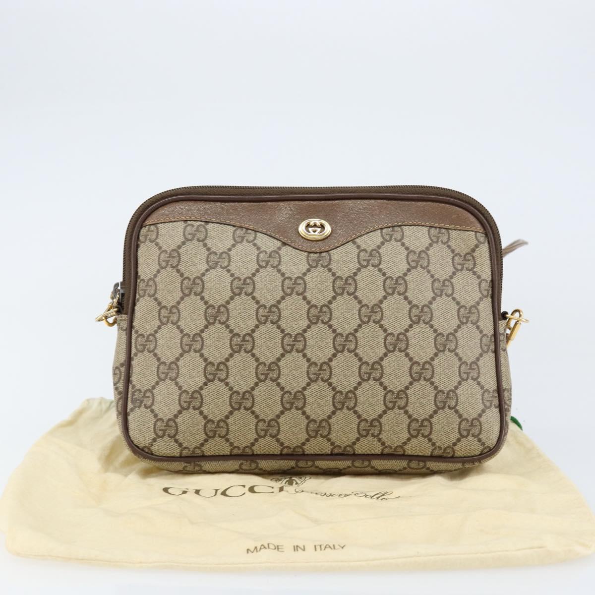 GUCCI GG Supreme Shoulder Bag PVC Beige Gold 97 02 068 Auth 155224