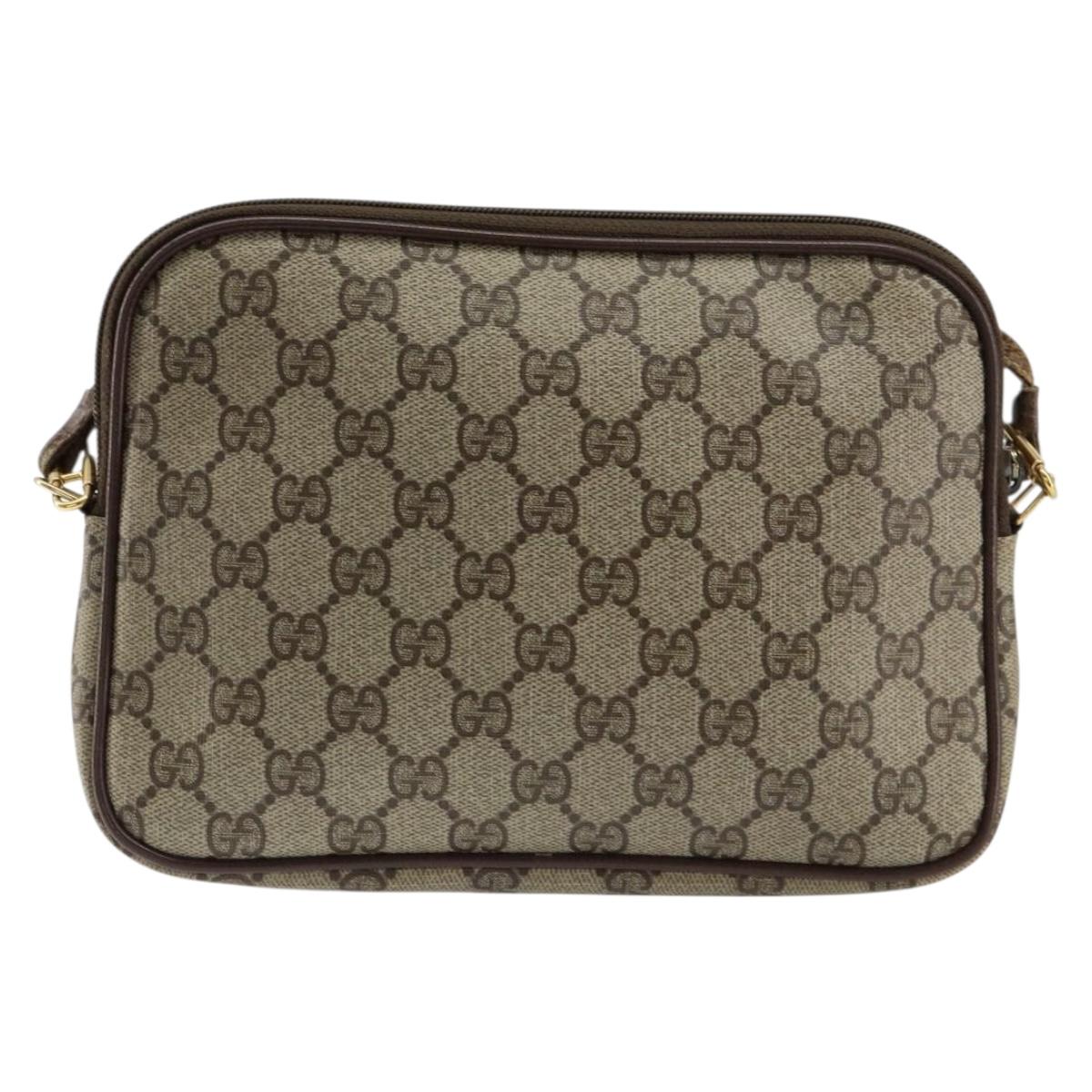 GUCCI GG Supreme Shoulder Bag PVC Beige Gold 97 02 068 Auth 155224