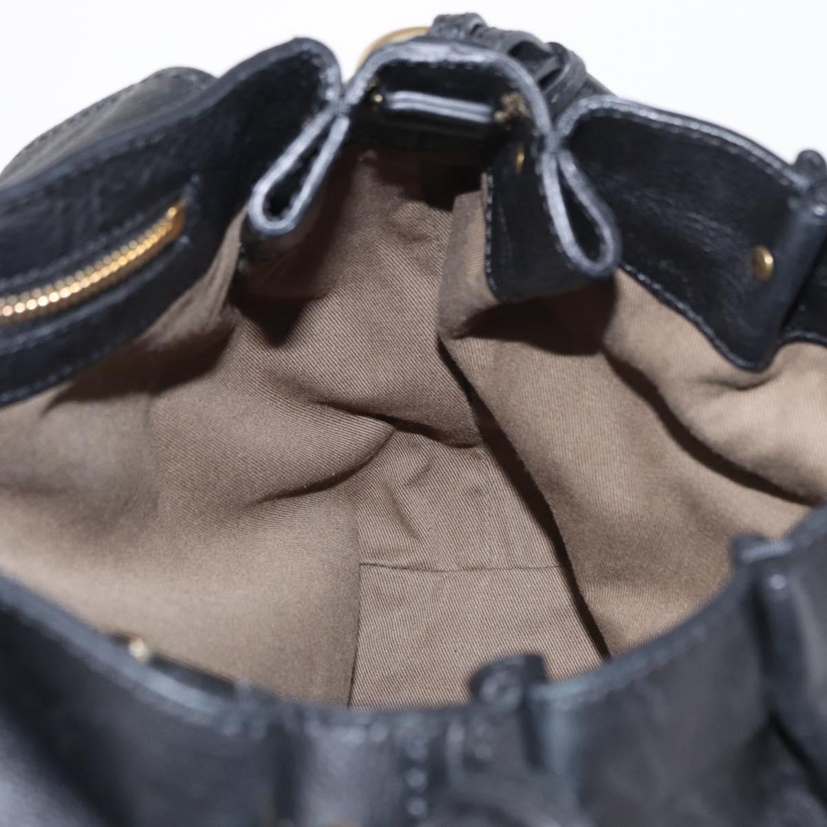 Chloe Elsie Hand Bag Leather 2way Black Gold Auth 155225