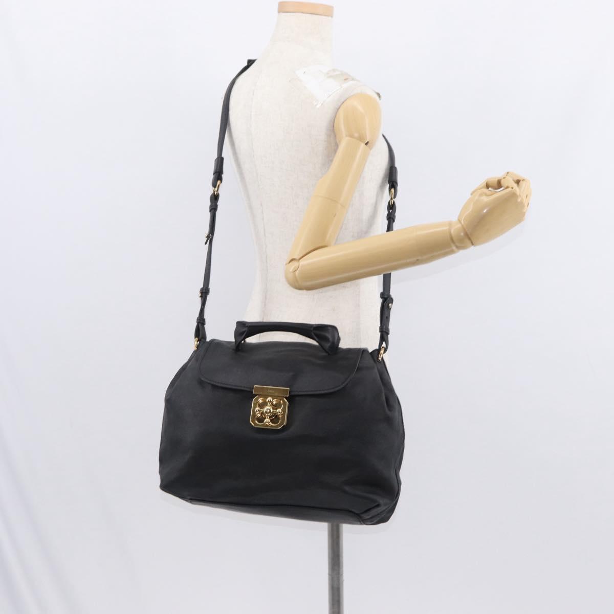 Chloe Elsie Hand Bag Leather 2way Black Gold Auth 155225