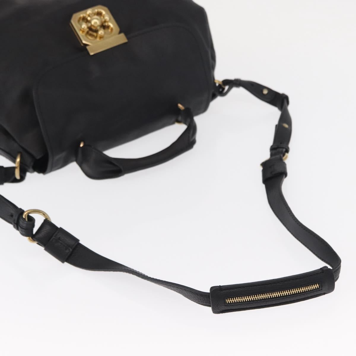 Chloe Elsie Hand Bag Leather 2way Black Gold Auth 155225