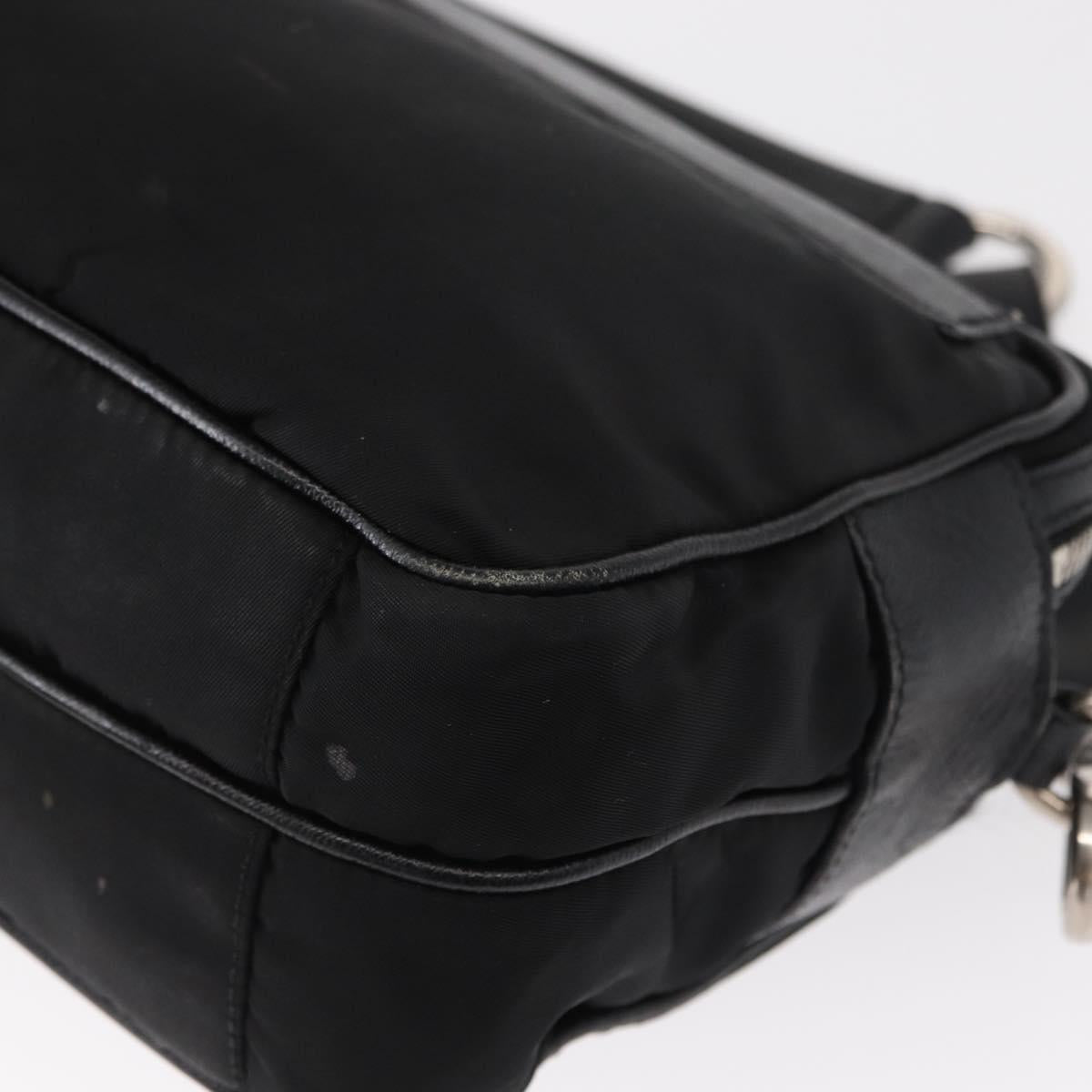 PRADA Shoulder Bag Nylon Black Silver Auth 155226