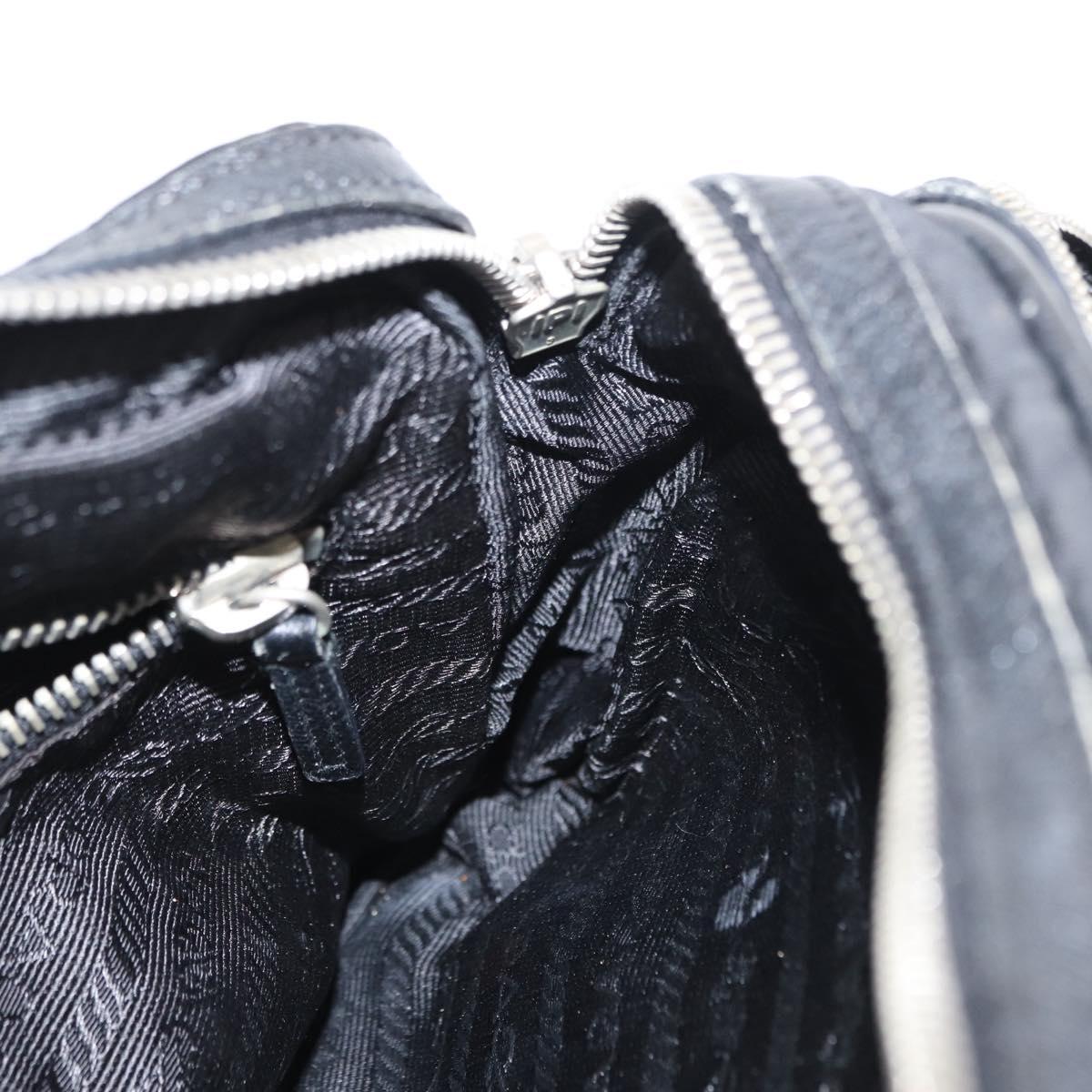 PRADA Shoulder Bag Nylon Black Silver Auth 155226