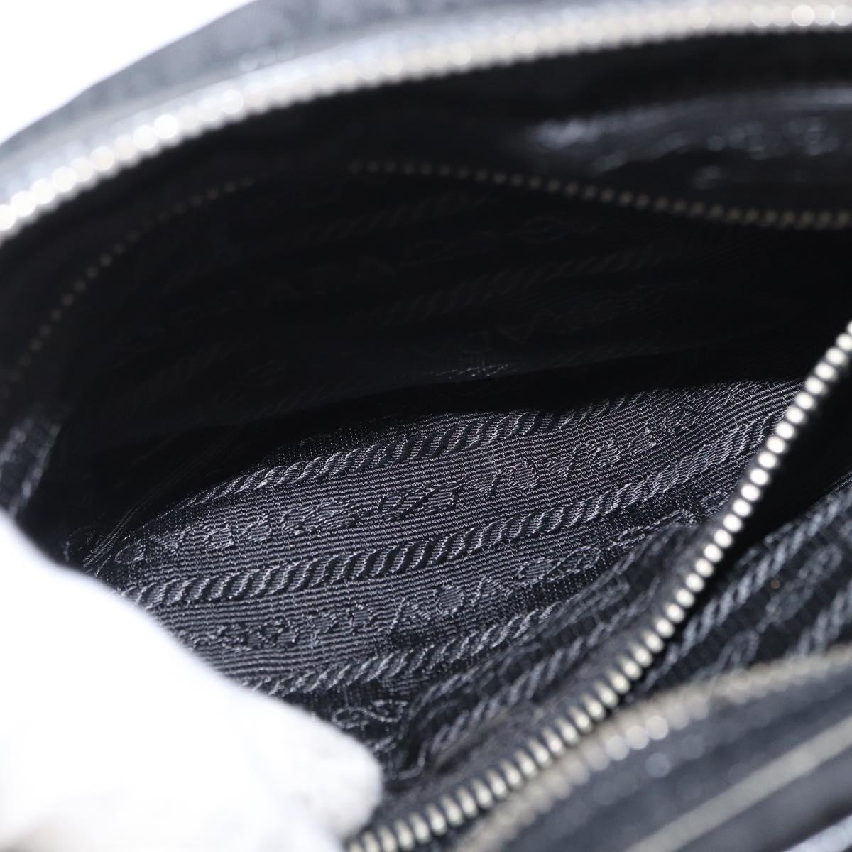 PRADA Shoulder Bag Nylon Black Silver Auth 155226