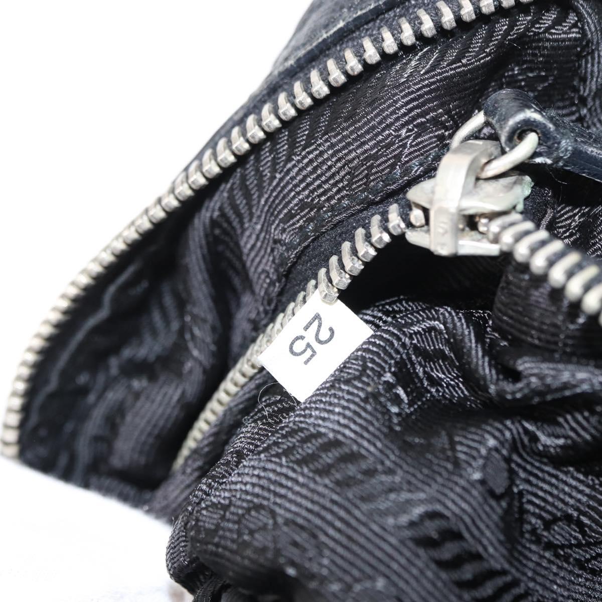 PRADA Shoulder Bag Nylon Black Silver Auth 155226