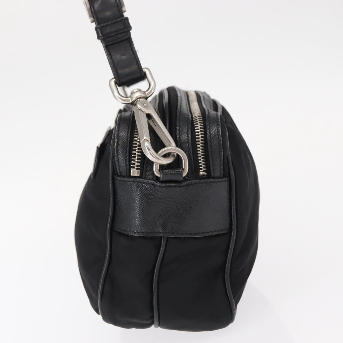 PRADA Shoulder Bag Nylon Black Silver Auth 155226