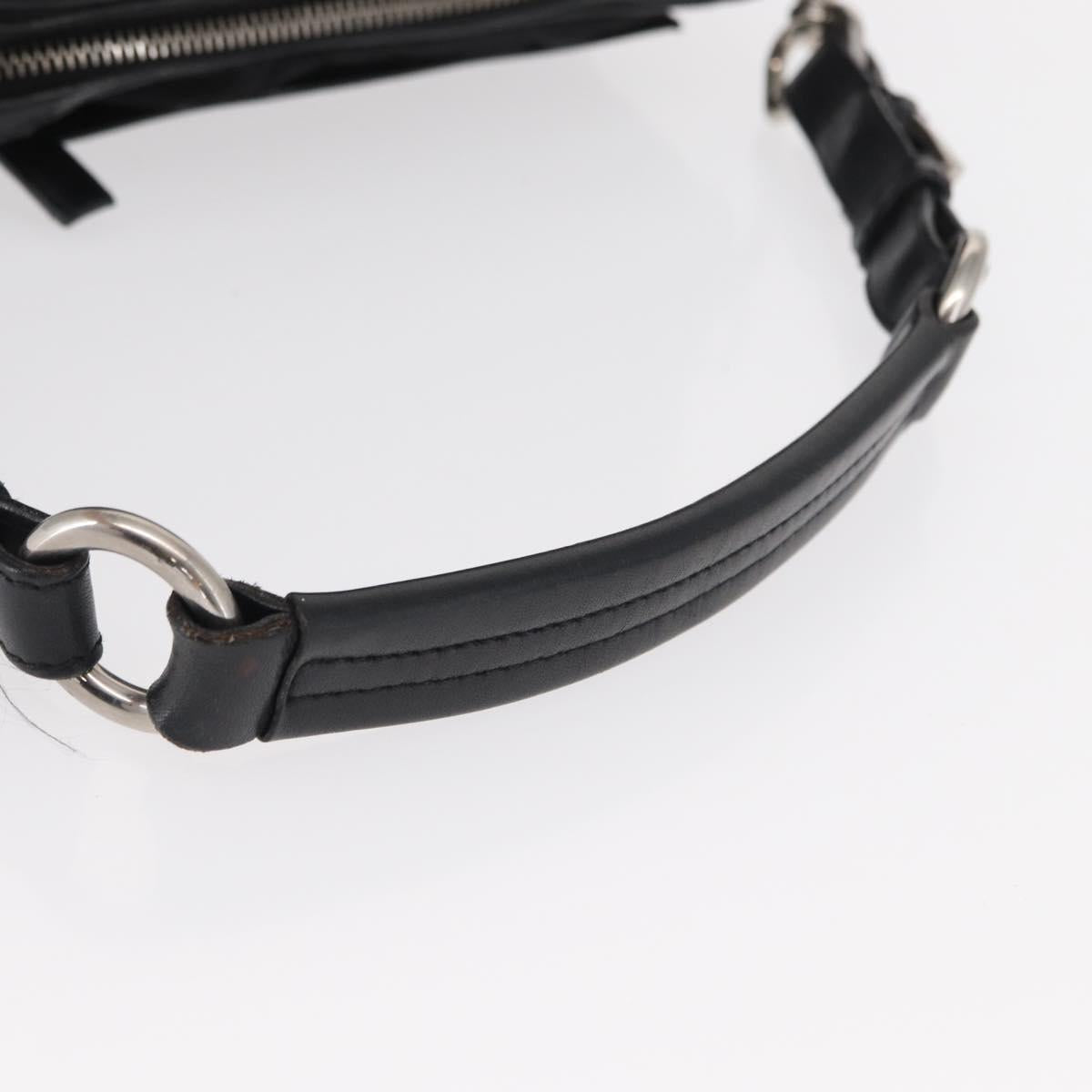 PRADA Shoulder Bag Nylon Black Silver Auth 155226
