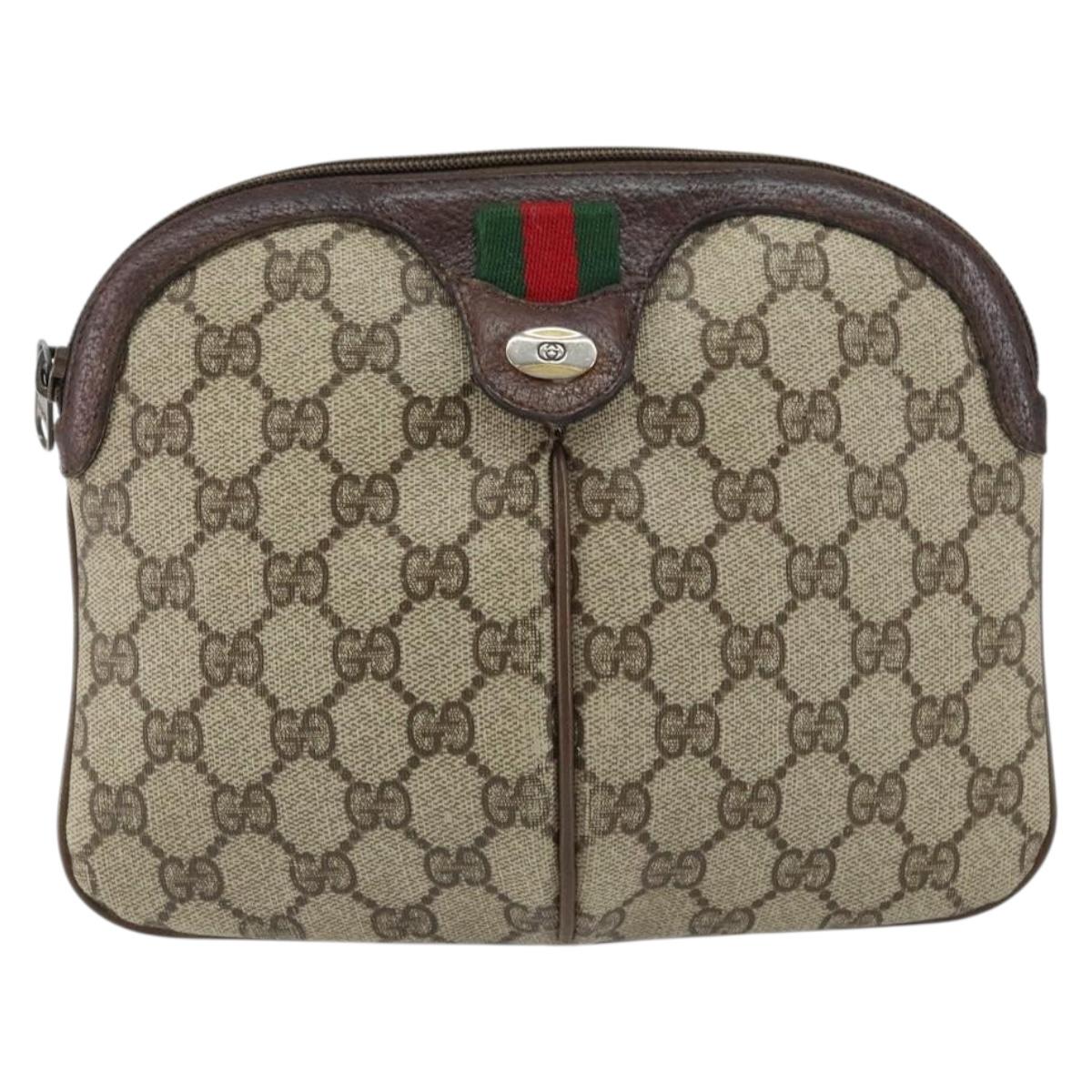 GUCCI GG Supreme Web Sherry Line Shoulder Bag PVC Beige 904 02 047 Auth 155227