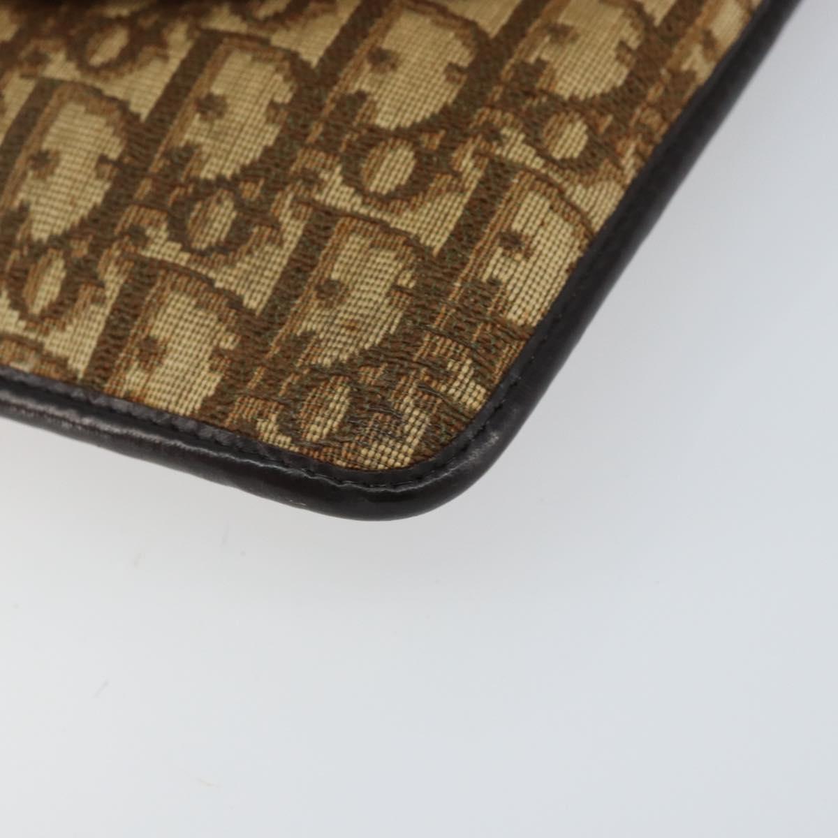 Christian Dior Trotter Canvas Shoulder Bag Beige Gold Auth 155229