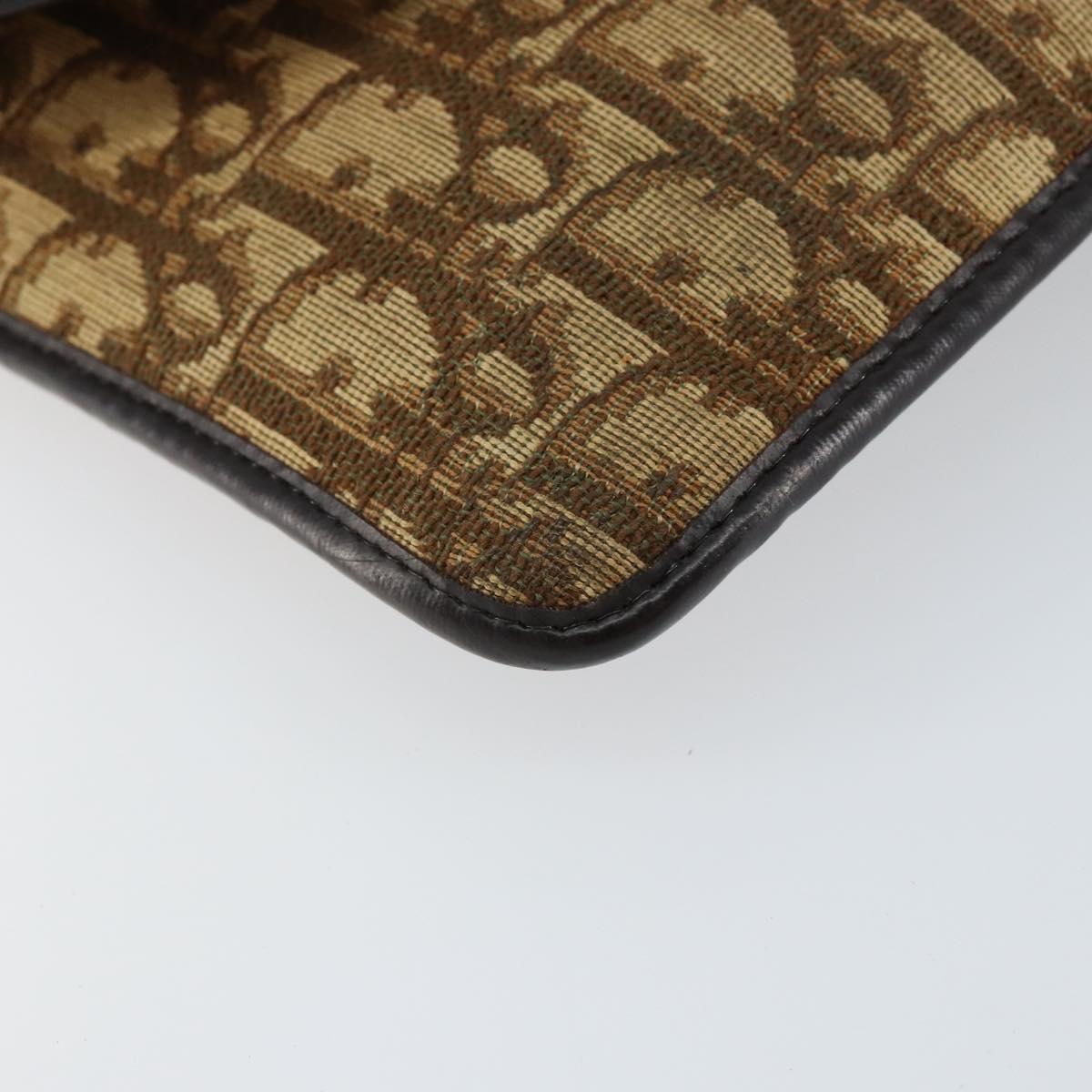 Christian Dior Trotter Canvas Shoulder Bag Beige Gold Auth 155229