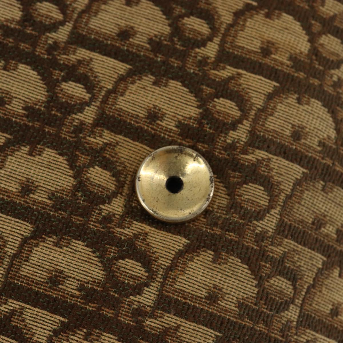 Christian Dior Trotter Canvas Shoulder Bag Beige Gold Auth 155229