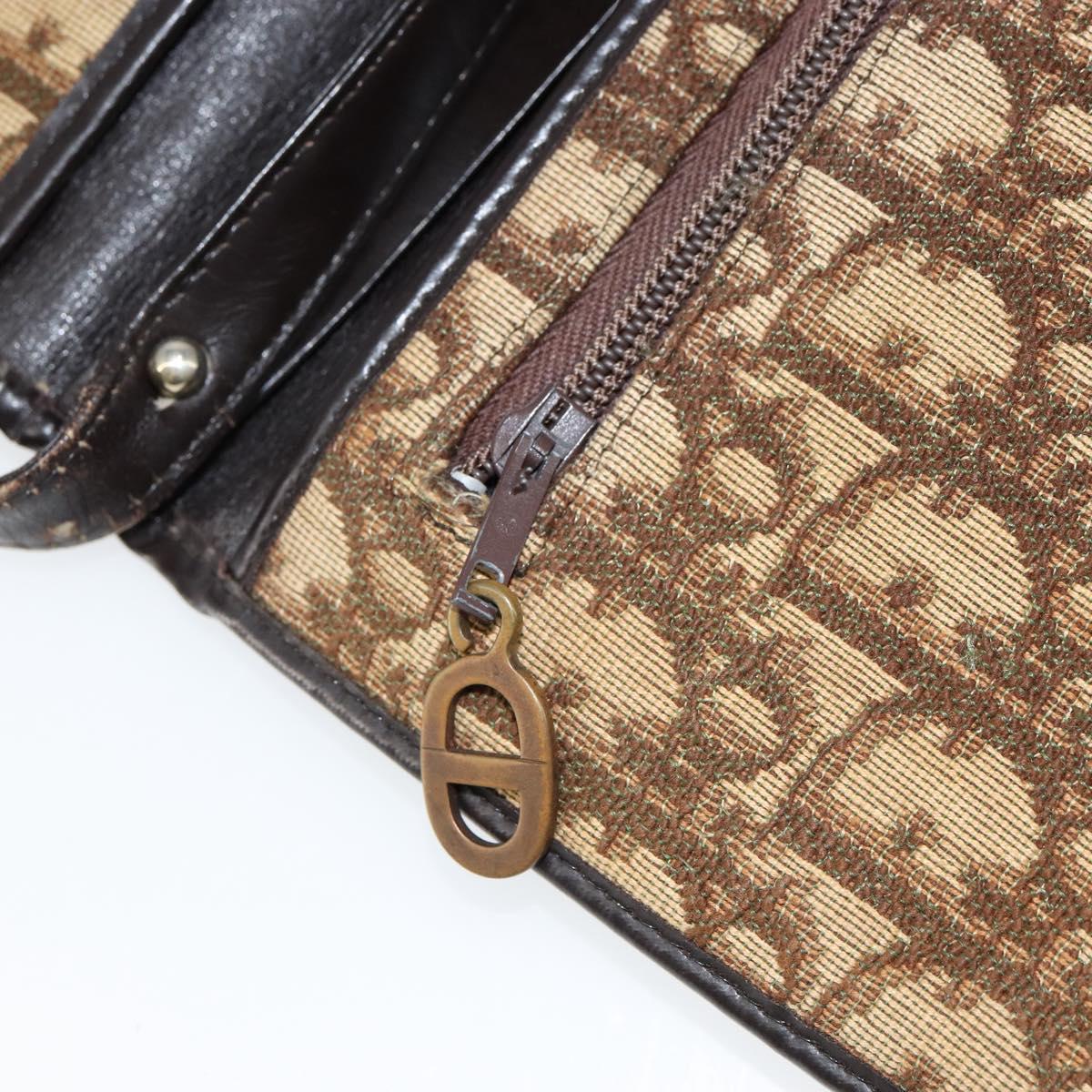 Christian Dior Trotter Canvas Shoulder Bag Beige Gold Auth 155229