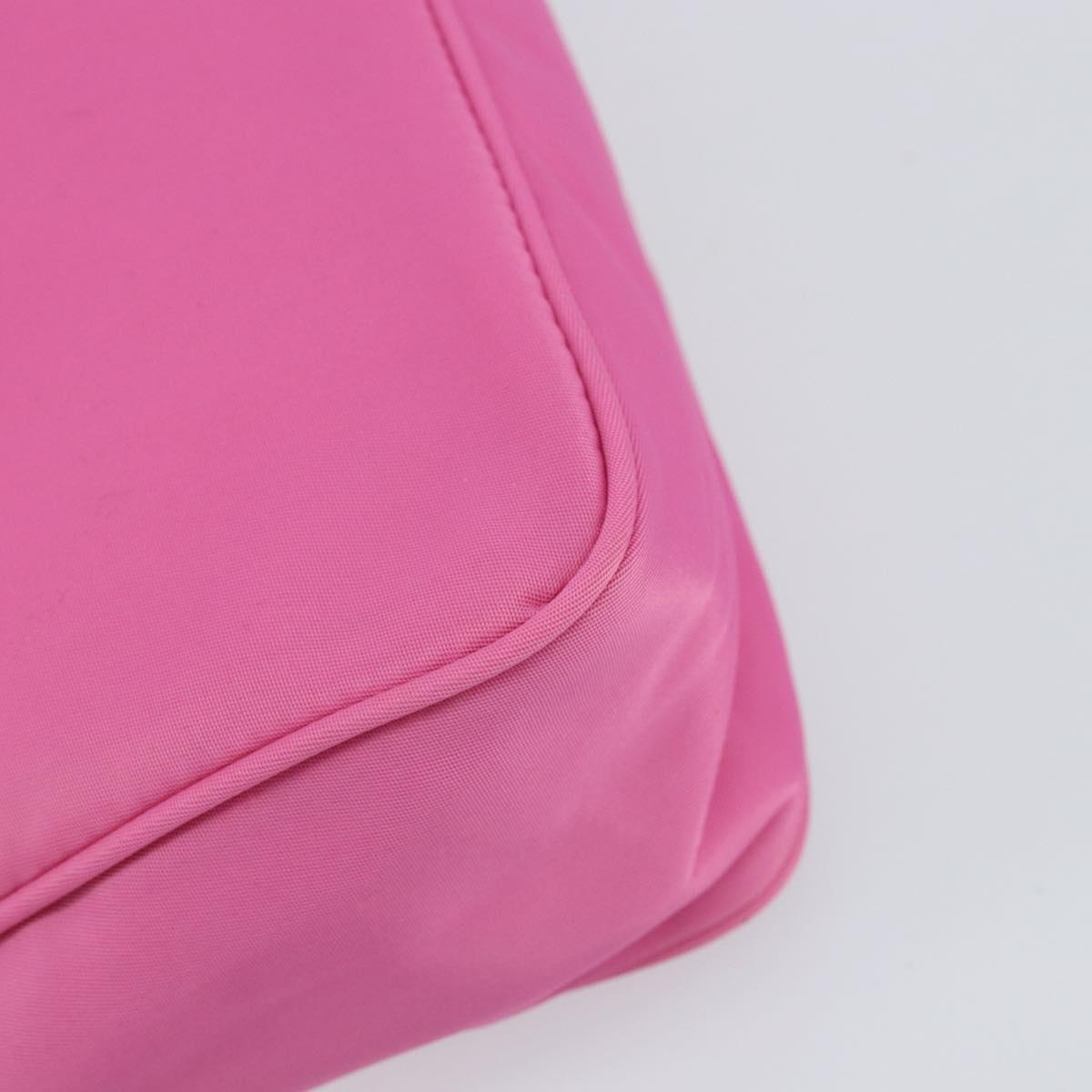 PRADA Hand Bag Nylon Pink Silver Auth 155230V