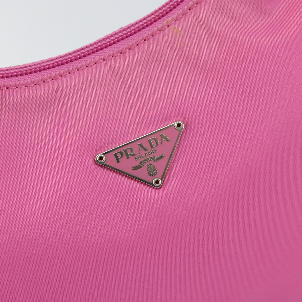 PRADA Hand Bag Nylon Pink Silver Auth 155230V