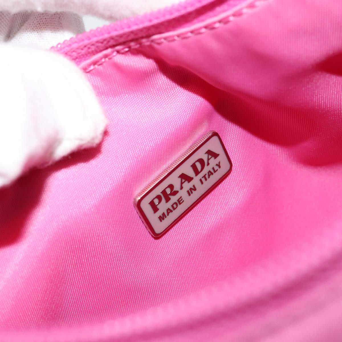 PRADA Hand Bag Nylon Pink Silver Auth 155230V