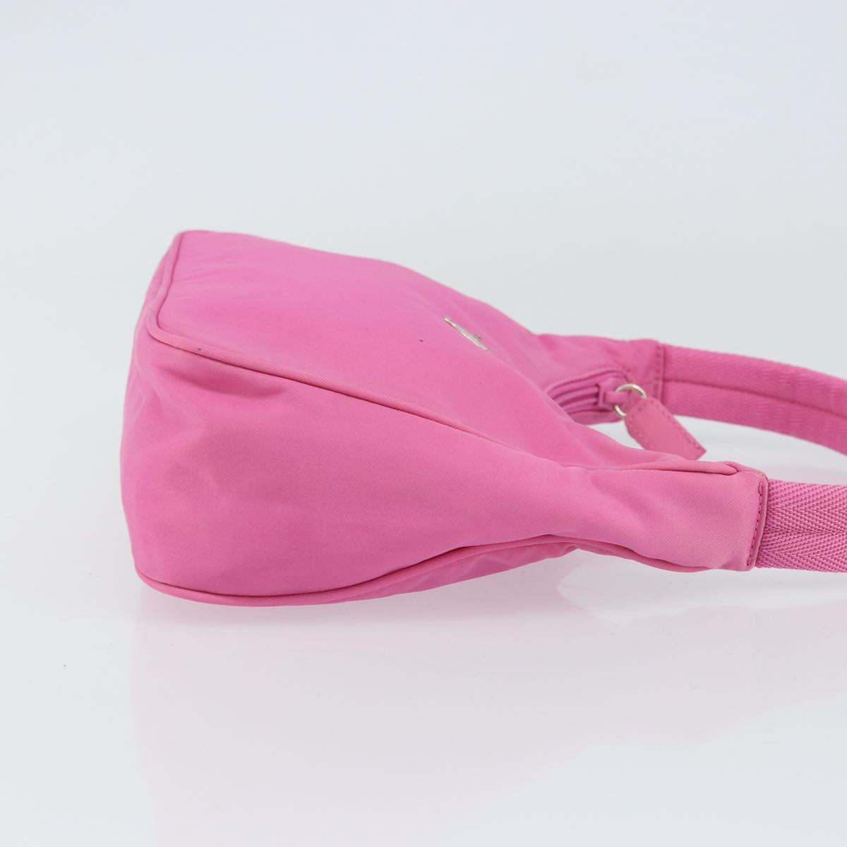 PRADA Hand Bag Nylon Pink Silver Auth 155230V