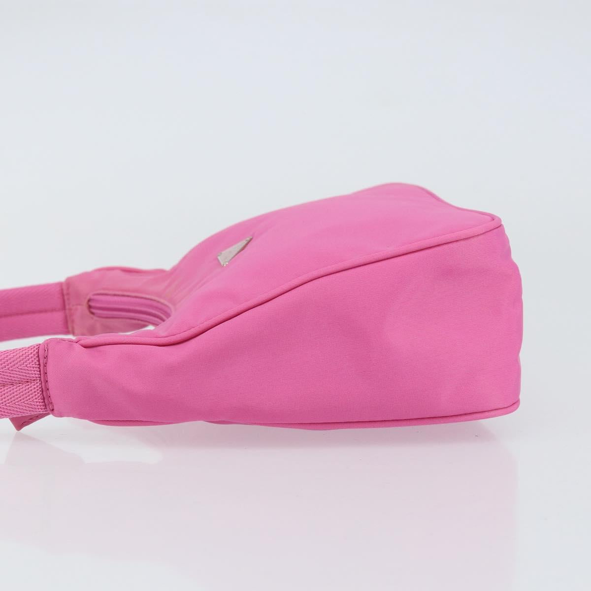 PRADA Hand Bag Nylon Pink Silver Auth 155230V