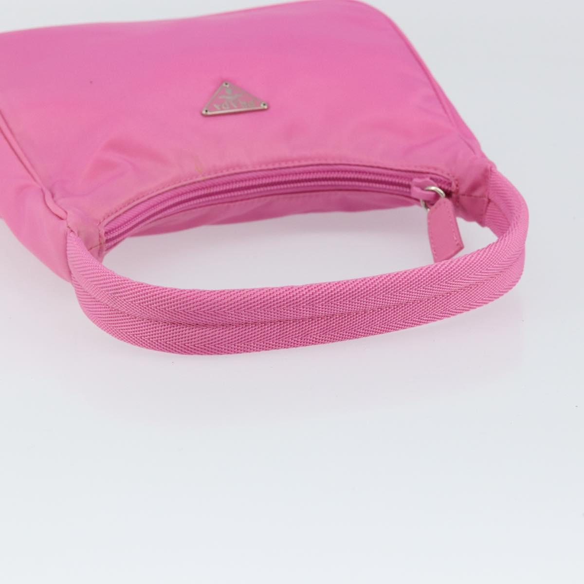 PRADA Hand Bag Nylon Pink Silver Auth 155230V