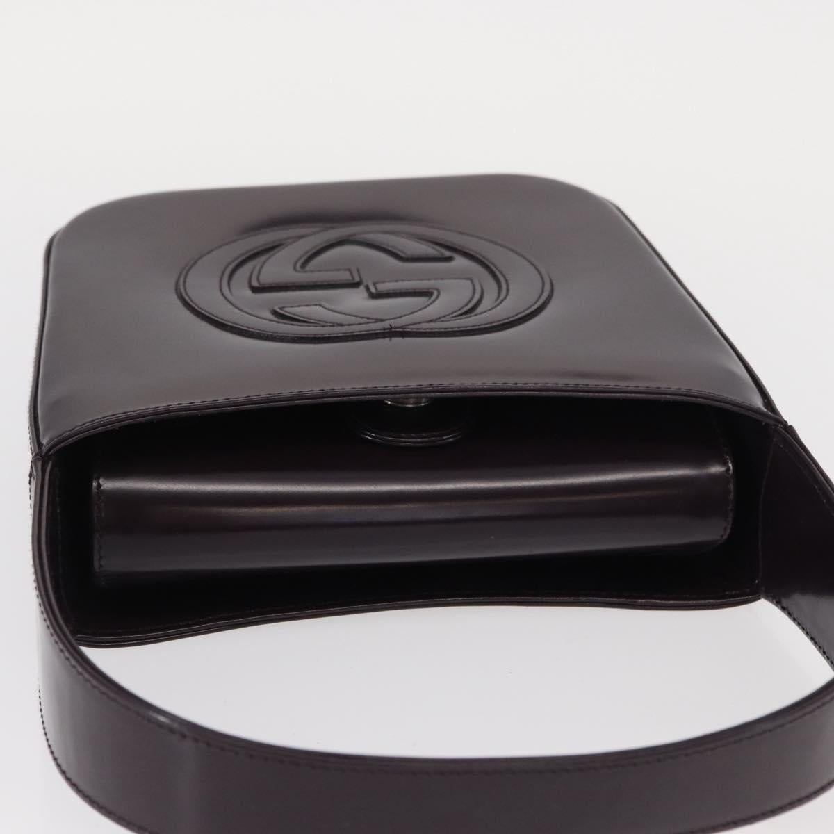 GUCCI Shoulder Bag Enamel Black 007 2023 0249 Auth 155233