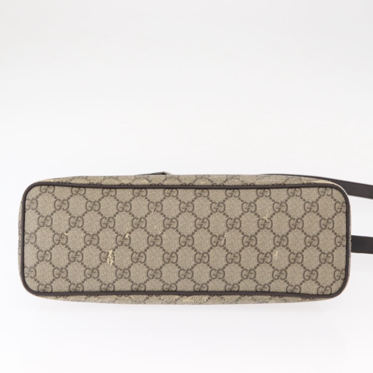 GUCCI GG Supreme Tote Bag PVC Leather 2way Beige Silver 429019 Auth 155234