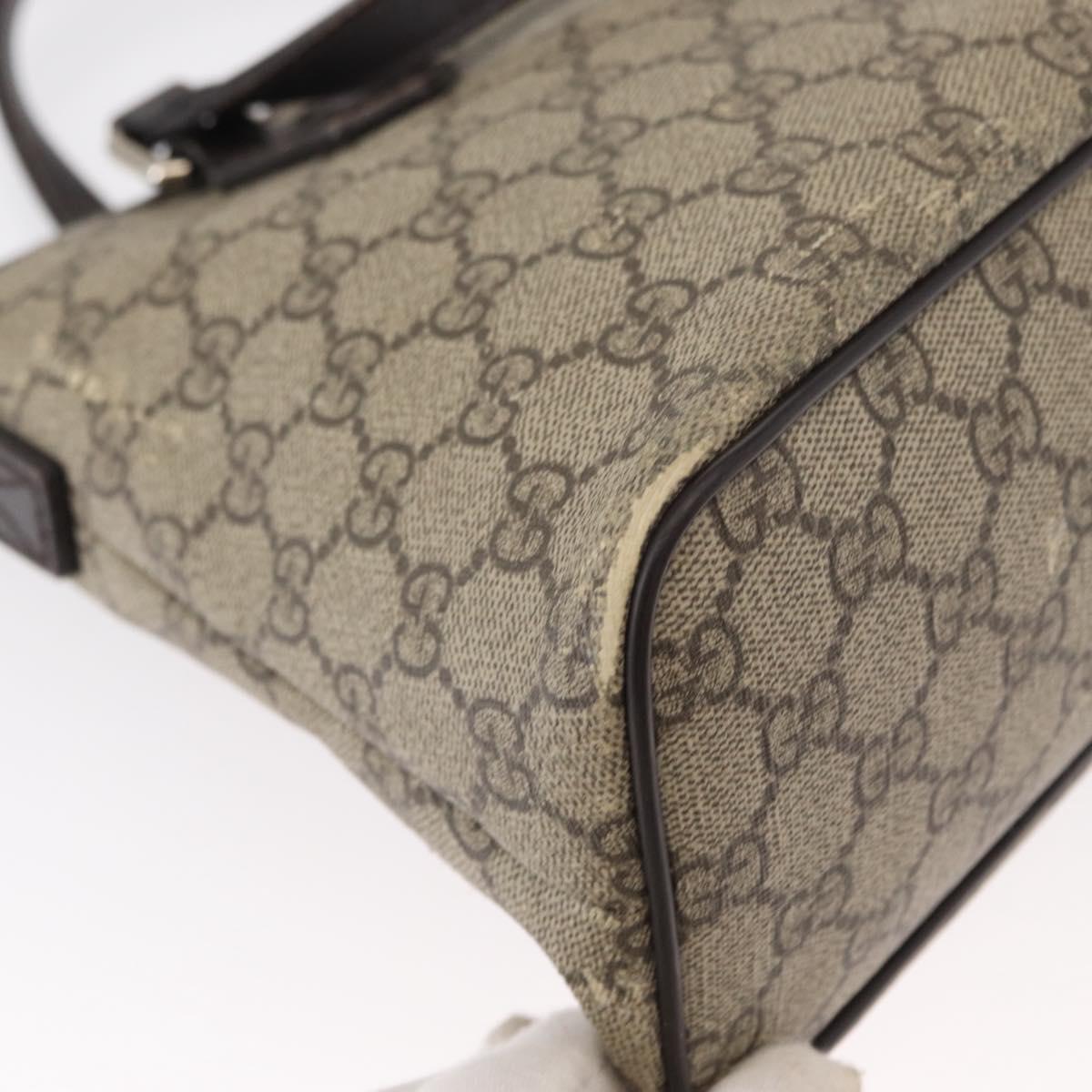 GUCCI GG Supreme Tote Bag PVC Leather 2way Beige Silver 429019 Auth 155234