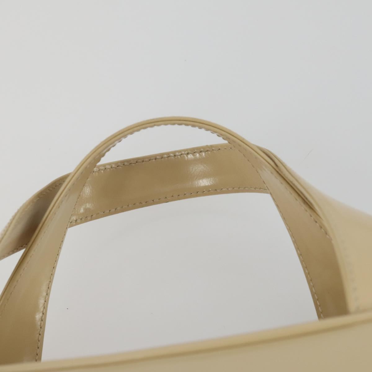 GUCCI Hand Bag Patent leather 2way Beige Silver 000 1274 0505 Auth 155235