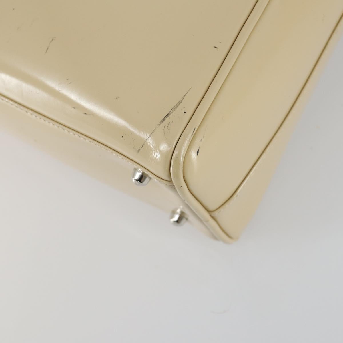 GUCCI Hand Bag Patent leather 2way Beige Silver 000 1274 0505 Auth 155235