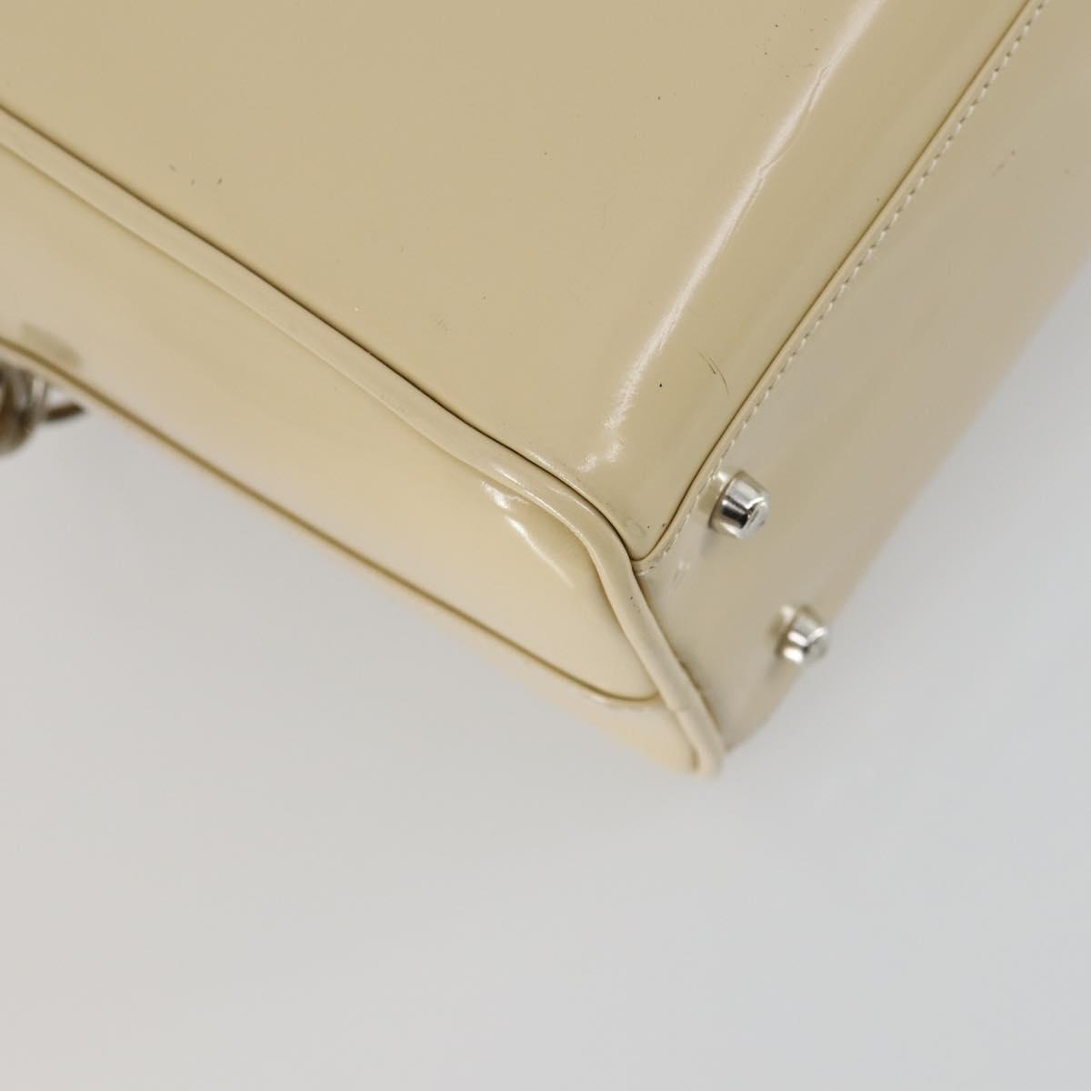 GUCCI Hand Bag Patent leather 2way Beige Silver 000 1274 0505 Auth 155235