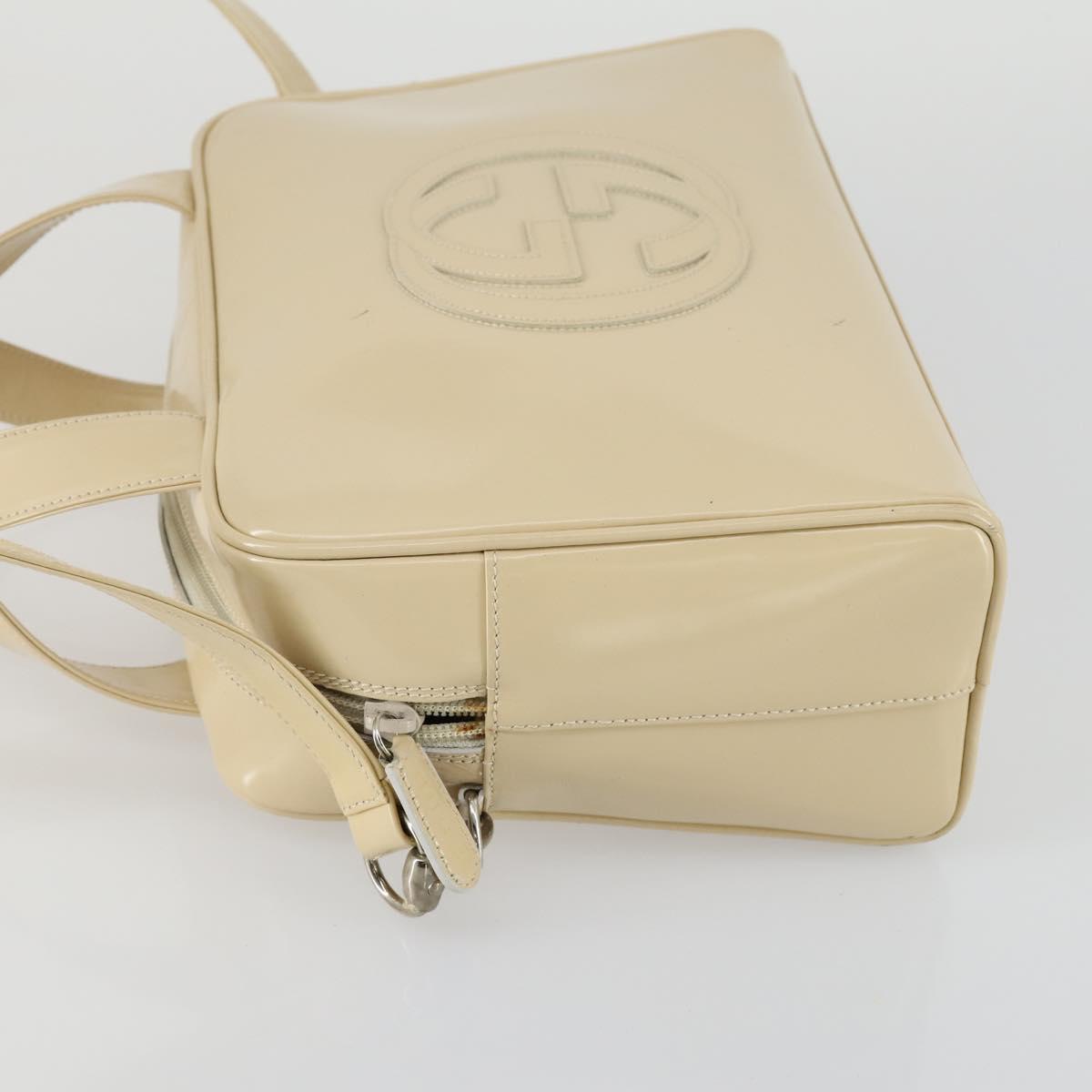 GUCCI Hand Bag Patent leather 2way Beige Silver 000 1274 0505 Auth 155235