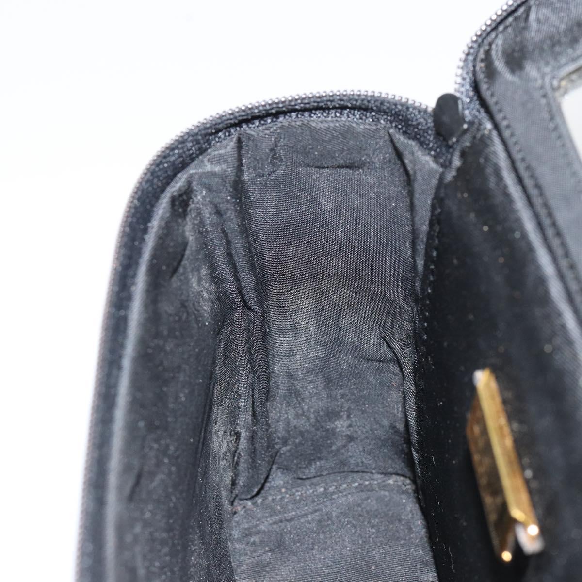 LOEWE Leopard Vanity Hand Bag Leather Black Gold Auth 155236