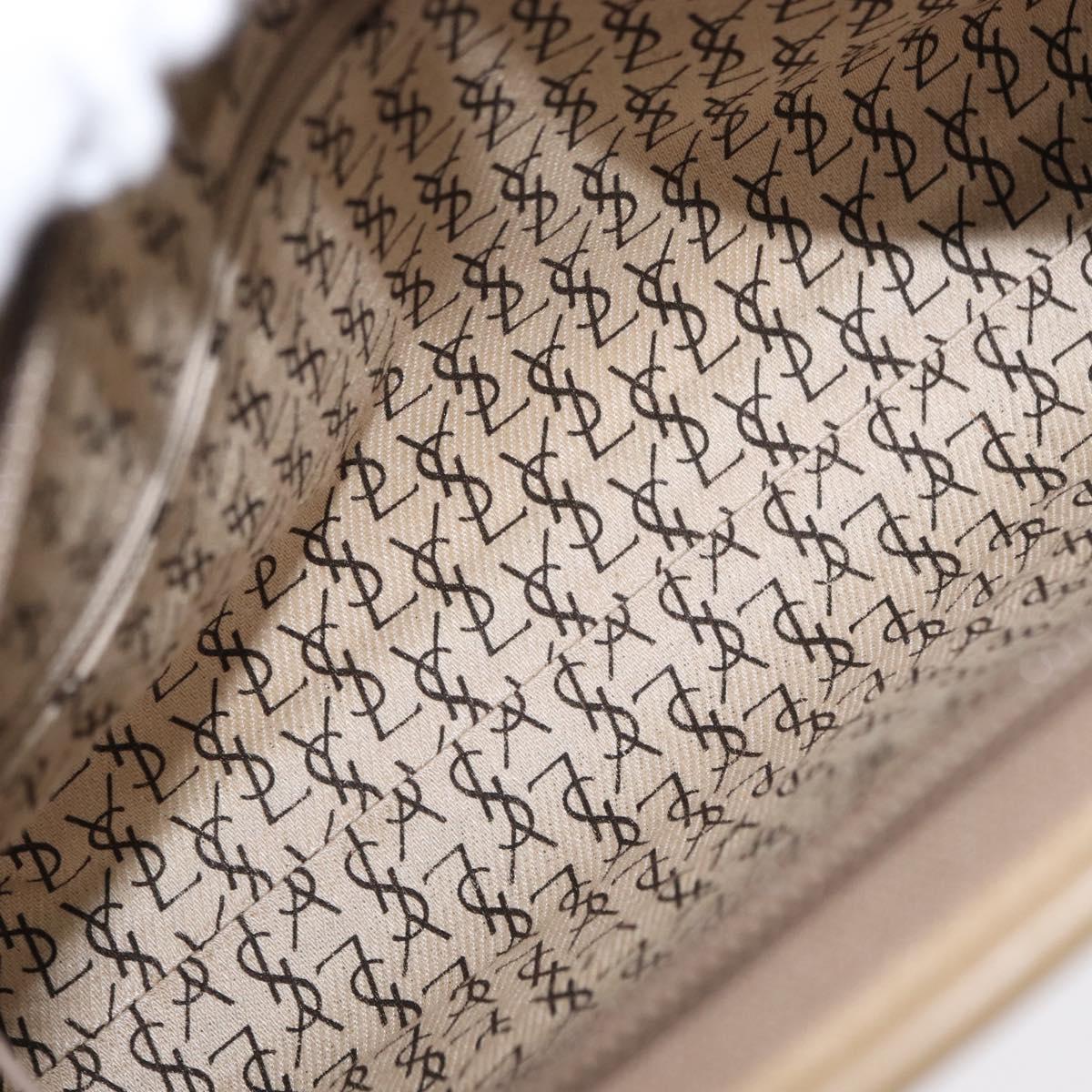 SAINT LAURENT Clutch Bag PVC Leather Beige Auth 155237