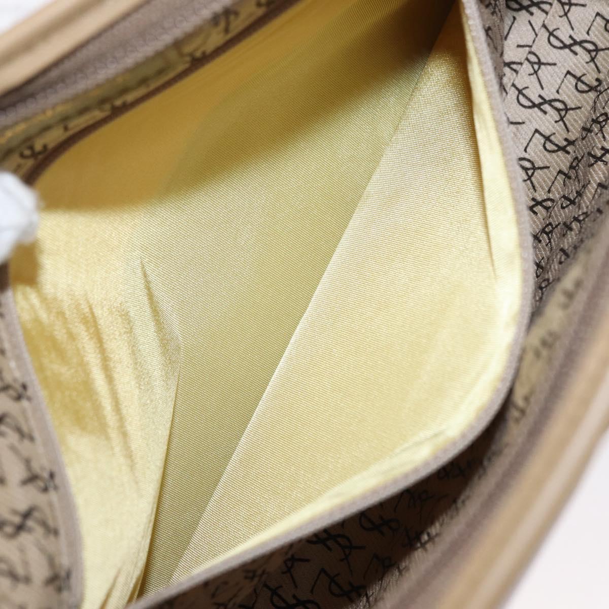 SAINT LAURENT Clutch Bag PVC Leather Beige Auth 155237