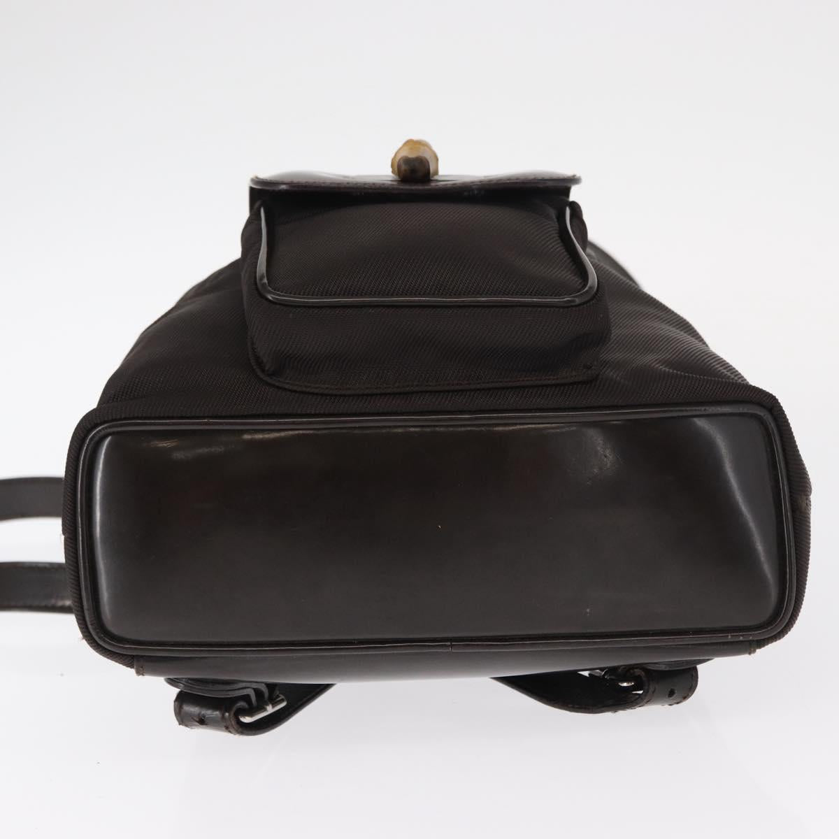 GUCCI Bamboo Mini Backpack Nylon Black Silver 003 1705 0030 Auth 155239