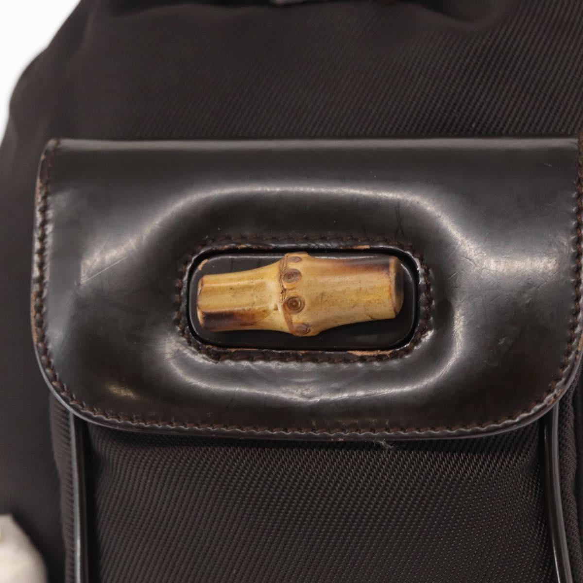 GUCCI Bamboo Mini Backpack Nylon Black Silver 003 1705 0030 Auth 155239