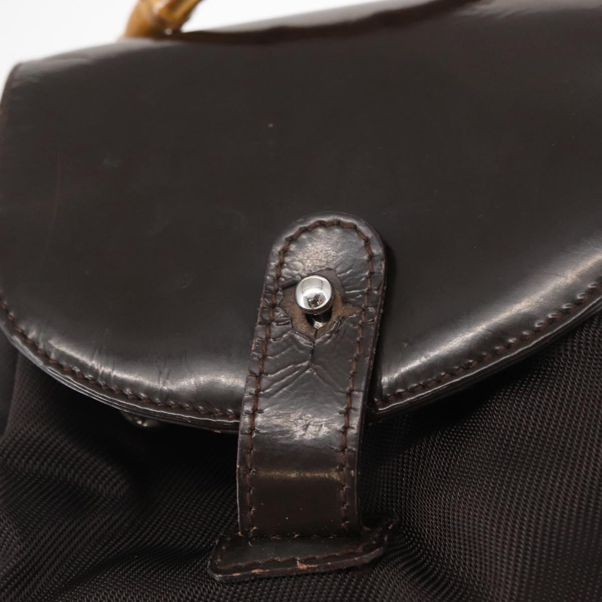 GUCCI Bamboo Mini Backpack Nylon Black Silver 003 1705 0030 Auth 155239