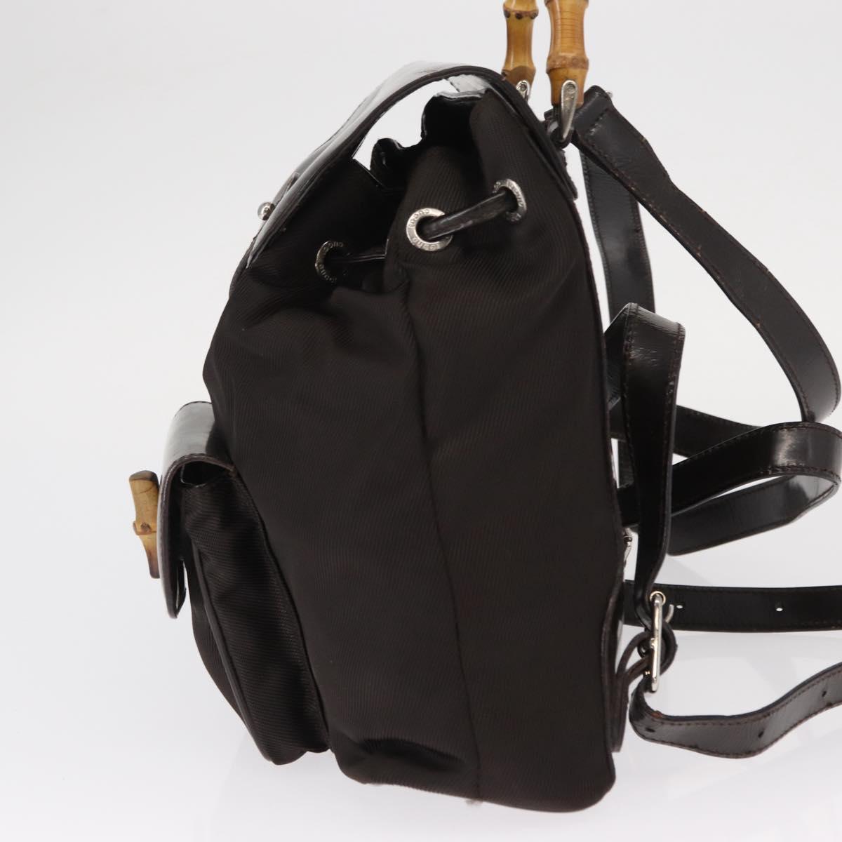 GUCCI Bamboo Mini Backpack Nylon Black Silver 003 1705 0030 Auth 155239