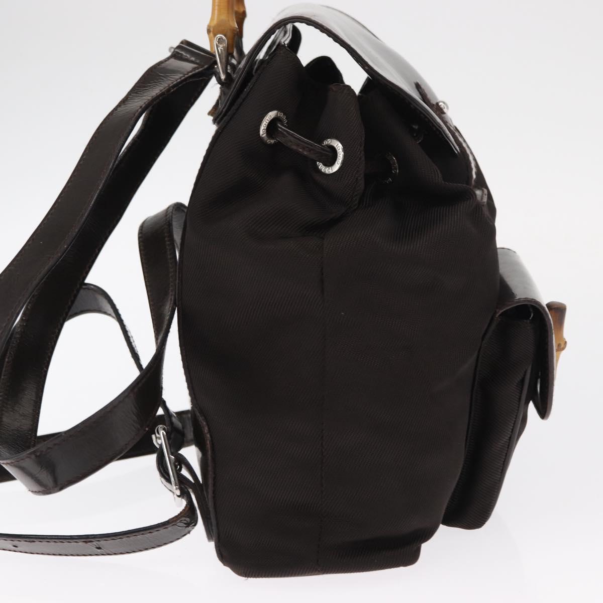GUCCI Bamboo Mini Backpack Nylon Black Silver 003 1705 0030 Auth 155239