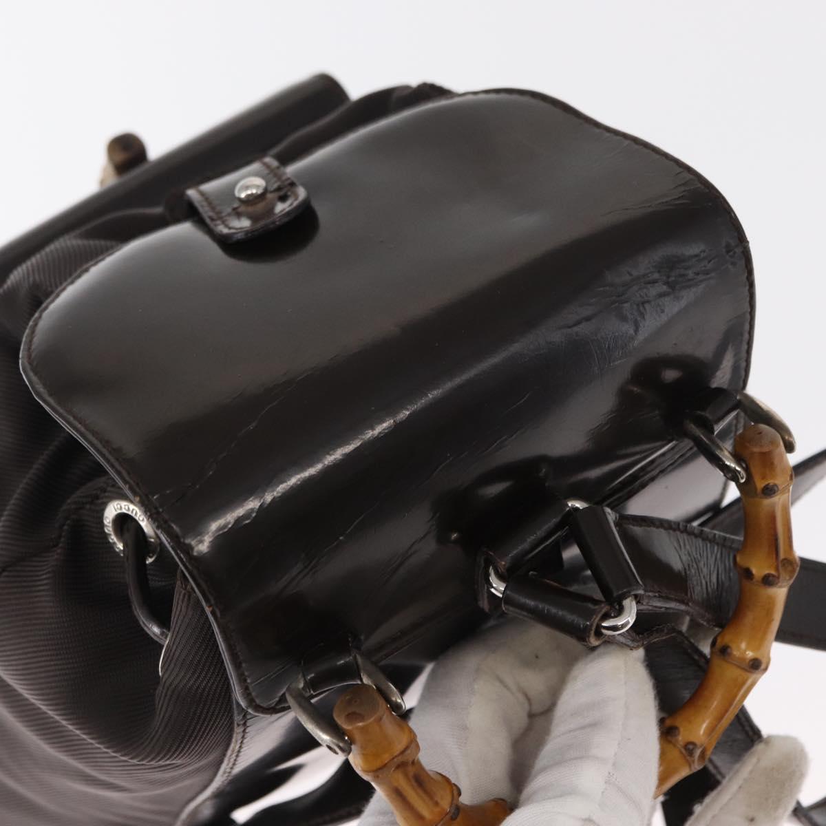 GUCCI Bamboo Mini Backpack Nylon Black Silver 003 1705 0030 Auth 155239