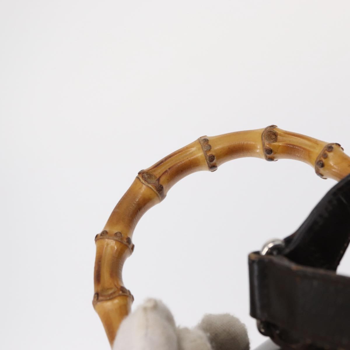 GUCCI Bamboo Mini Backpack Nylon Black Silver 003 1705 0030 Auth 155239