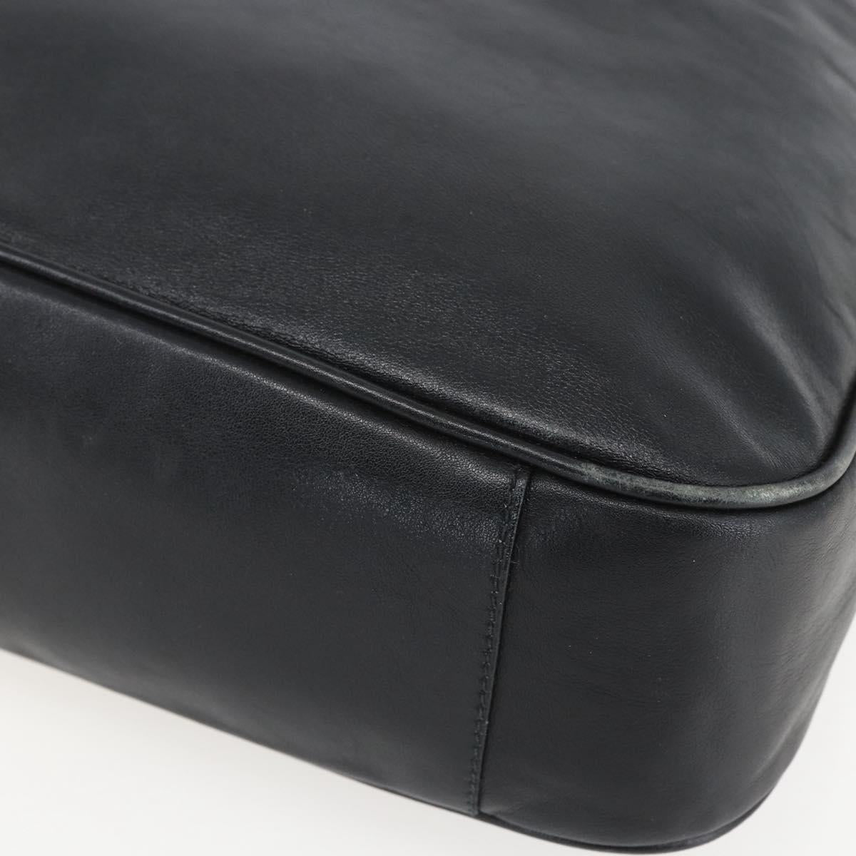 GUCCI Bamboo Hand Bag Leather 2way Black Gold Auth 155242