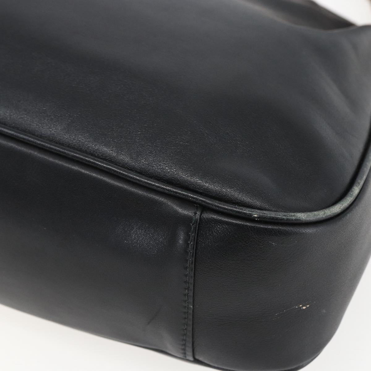 GUCCI Bamboo Hand Bag Leather 2way Black Gold Auth 155242