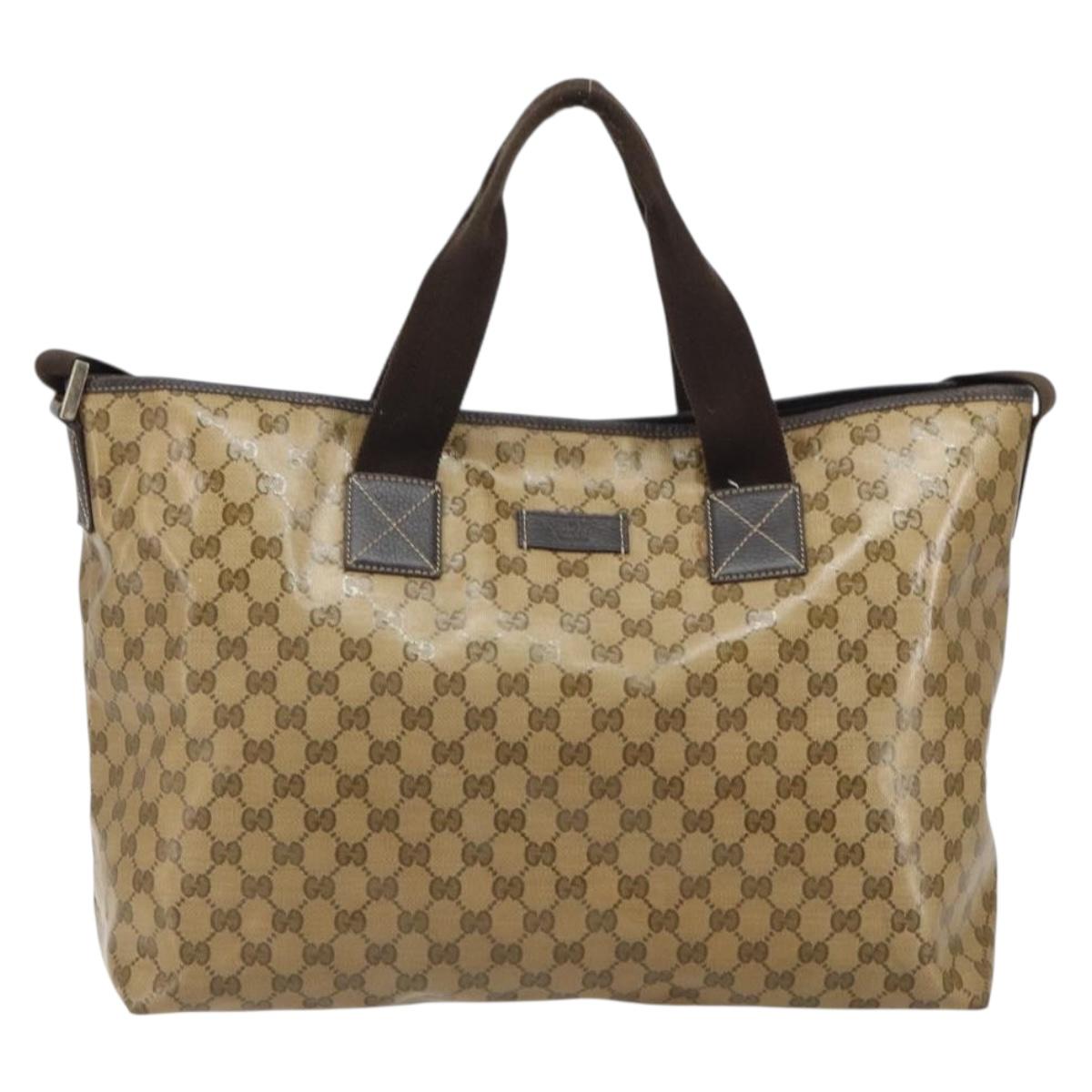 GUCCI GG Crystal Tote Bag Coated Canvas Brown 257298 Auth 155244